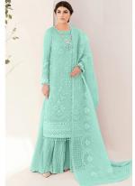Organza Pista Green Eid Wear Embroidery Work Pakistani Suit